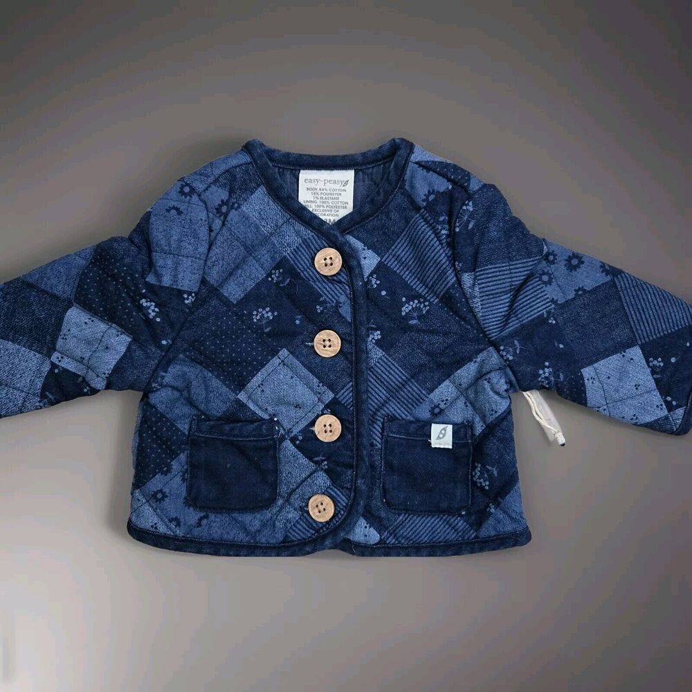Easy Peasy Quilted Infant Girls New with Tags Floral Navy Size 6-9mos -‎ S9